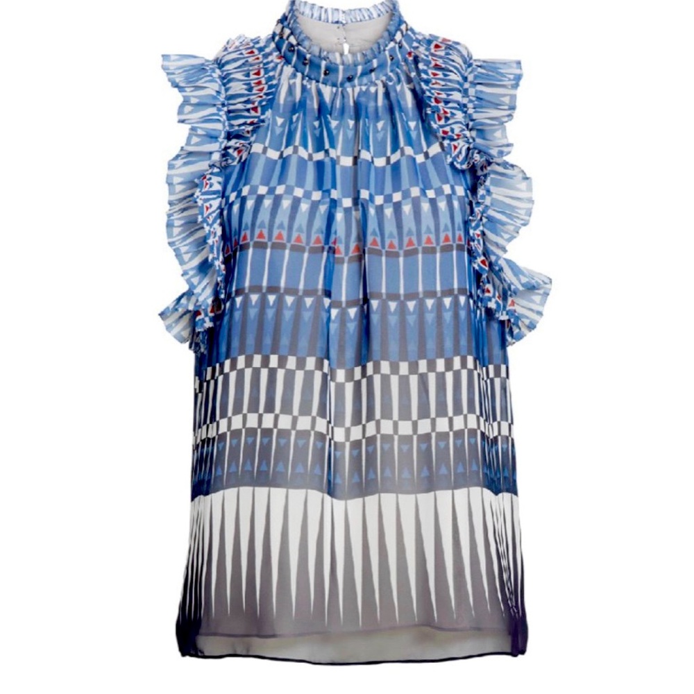 Kate Spade Deco Marlene Ruffle Silk Blouse, Size 4